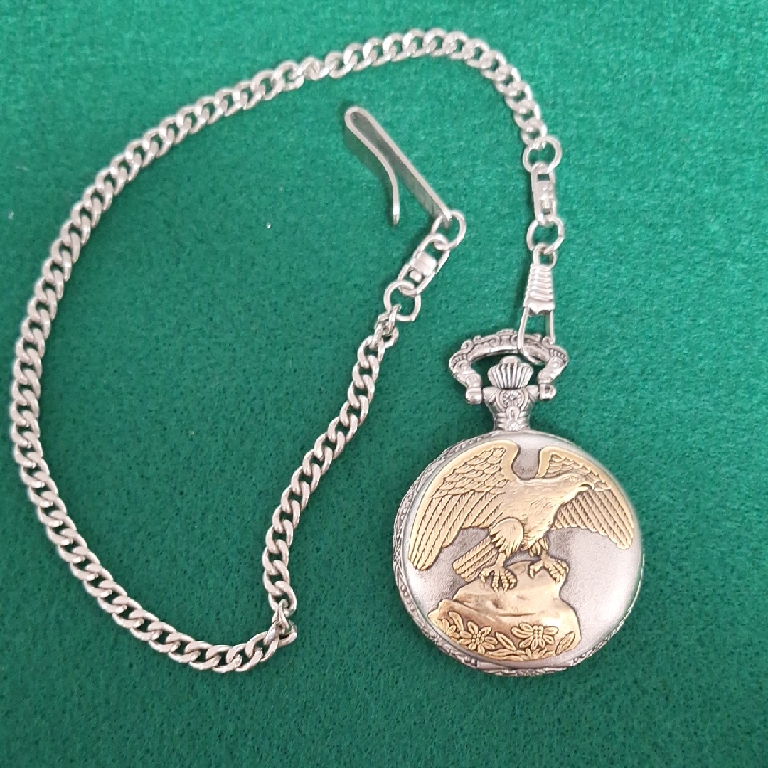 Silver And Gold Pocket Watch With Chain